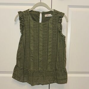 Vineyard Vines Olive Eyelet Blouse